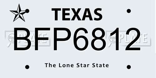 BFP6812 Texas License Plate