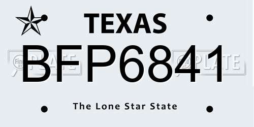 BFP6841 Texas License Plate