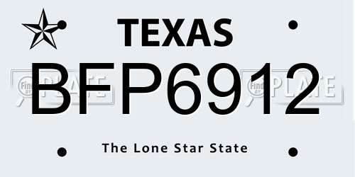 BFP6912 Texas License Plate