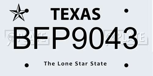 BFP9043 Texas License Plate