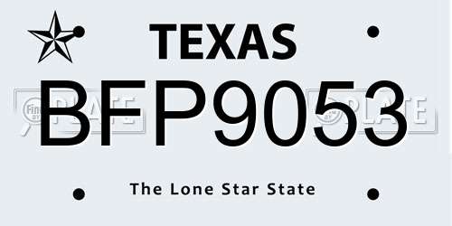 BFP9053 Texas License Plate