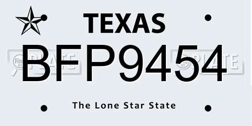 BFP9454 Texas License Plate
