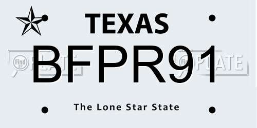 BFPR91 Texas License Plate