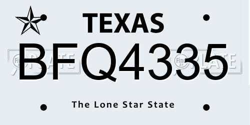BFQ4335 Texas License Plate