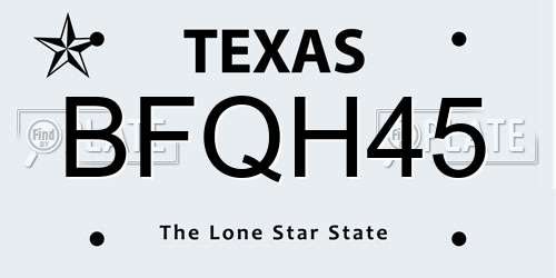 BFQH45 Texas License Plate