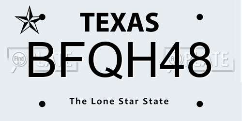 BFQH48 Texas License Plate