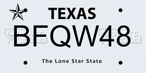 BFQW48 Texas License Plate