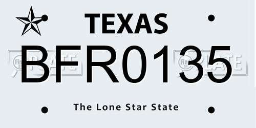 BFR0135 Texas License Plate