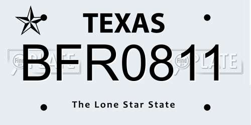 BFR0811 Texas License Plate