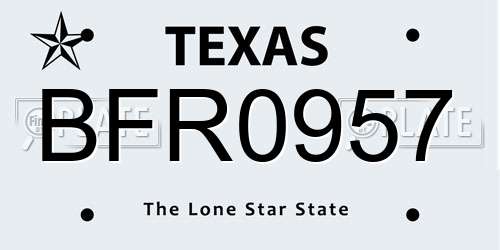 BFR0957 Texas License Plate