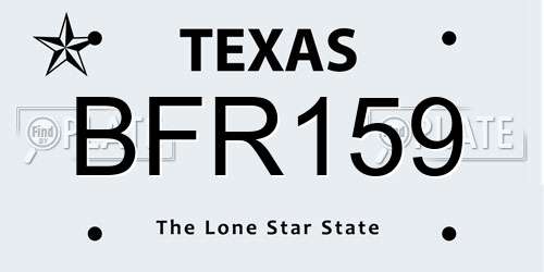 BFR159 Texas License Plate