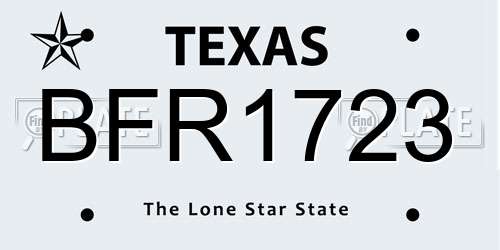 BFR1723 Texas License Plate