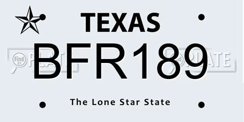 BFR189 Texas License Plate
