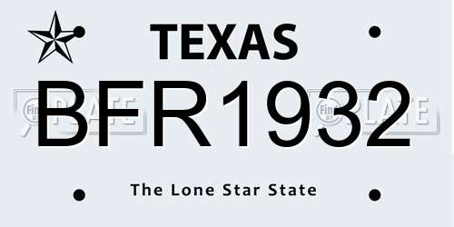 BFR1932 Texas License Plate