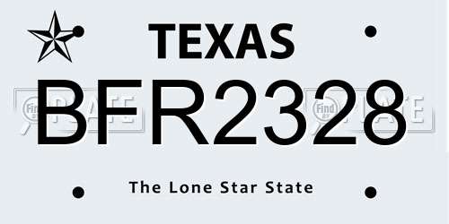 BFR2328 Texas License Plate