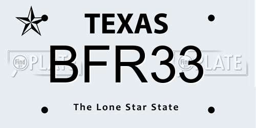 BFR33 Texas License Plate