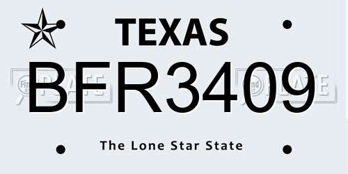 BFR3409 Texas License Plate