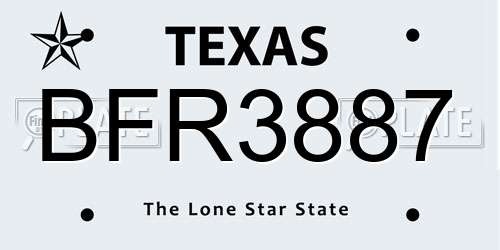 BFR3887 Texas License Plate