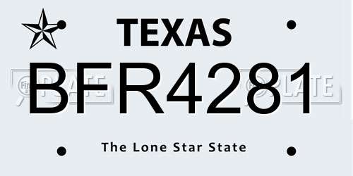 BFR4281 Texas License Plate