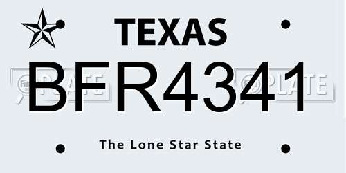 BFR4341 Texas License Plate