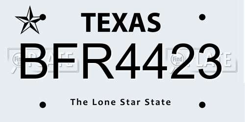 BFR4423 Texas License Plate