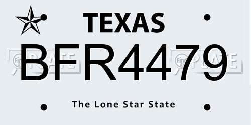 BFR4479 Texas License Plate