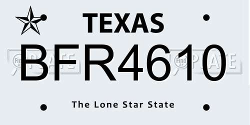 BFR4610 Texas License Plate