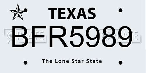 BFR5989 Texas License Plate