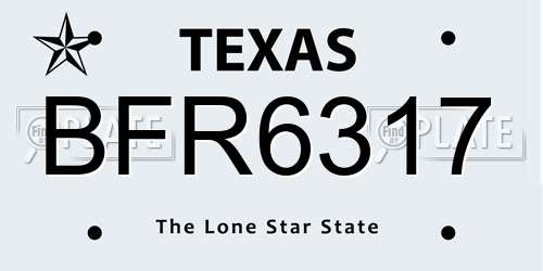 BFR6317 Texas License Plate