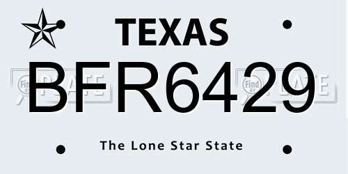 BFR6429 Texas License Plate