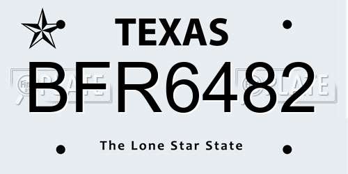 BFR6482 Texas License Plate