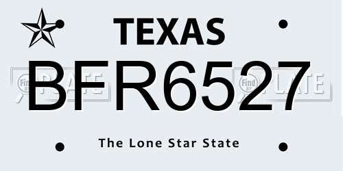 BFR6527 Texas License Plate