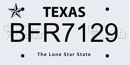 BFR7129 Texas License Plate
