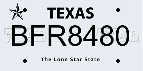 BFR8480 Texas License Plate