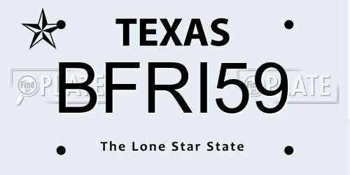 BFRI59 Texas License Plate