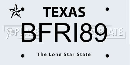 BFRI89 Texas License Plate