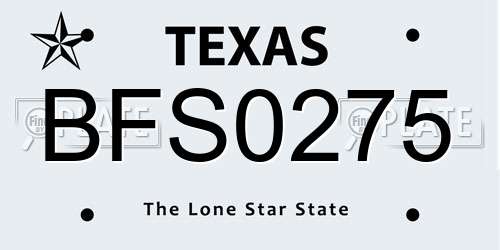 BFS0275 Texas License Plate