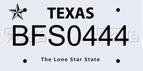 BFS0444 Texas License Plate