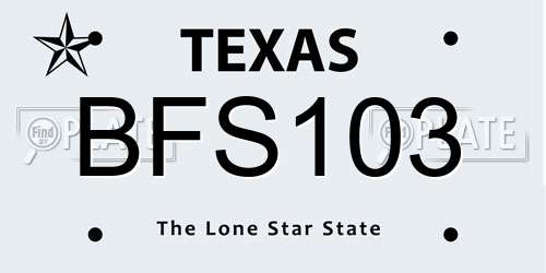 BFS103 Texas License Plate