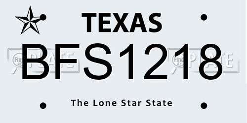 BFS1218 Texas License Plate