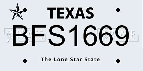 BFS1669 Texas License Plate