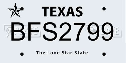 BFS2799 Texas License Plate