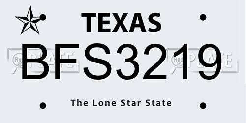 BFS3219 Texas License Plate