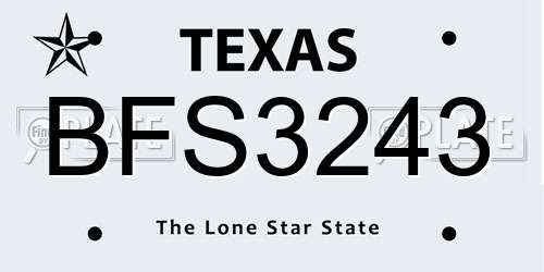 BFS3243 Texas License Plate