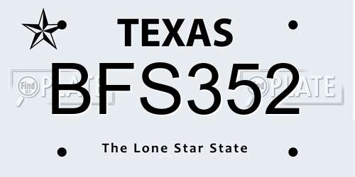 BFS352 Texas License Plate