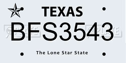 BFS3543 Texas License Plate