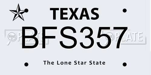 BFS357 Texas License Plate