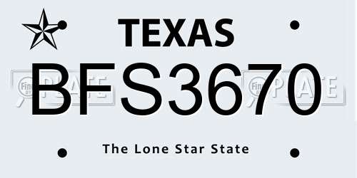 BFS3670 Texas License Plate