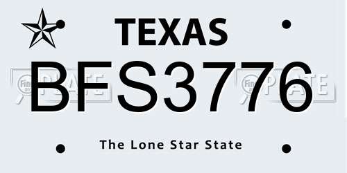 BFS3776 Texas License Plate