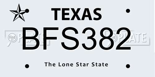 BFS382 Texas License Plate